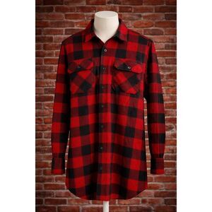 Wrangler Authentics Buffalo Plaid Fleece Shirt Long Sleeve Red Black L